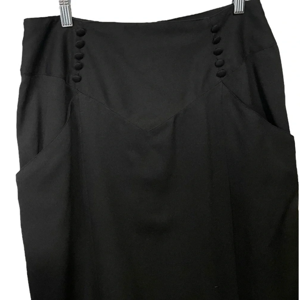 Vintage 80’s Casablanca Union Made Black Career Skirt VTG Sz 14 (size 10) - Picture 4 of 9